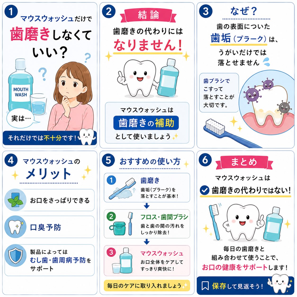 「マウスウォッシュを使っているから、歯磨きしなくても大丈夫！
