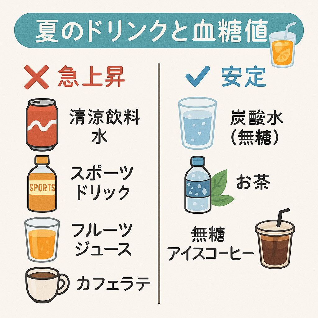 夏のドリンク摂取と血糖値上昇の関係